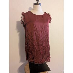 Sina ja maroon‎ distressed tank top blouse